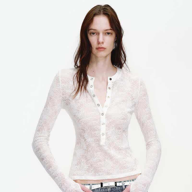 

Fu Zhien Retro Henley Wool Blend Knitted Sweater M