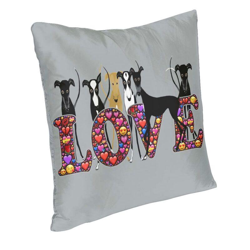 Love Greyhound-Kissenbezug, 66 x 66 cm, Whippet Hound Dog, weicher nordischer Überwurf-Kissenbezug, Heimdekoration, Sofa, modischer Kissenbezug