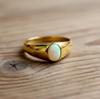 Opal Signet Ring, 925 Solid Sterling Silver, Pure Copper Ring, Yellow Gold Ring, Promise Ring