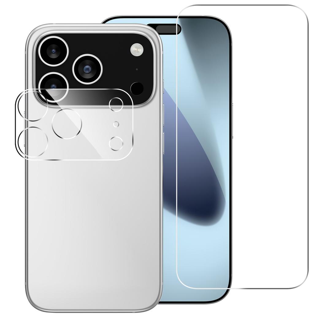 For iPhone 17 Pro Klar Herdet Glass Skjermbeskytter Anti-Eksplosjonsfilm+Kamera Linsebeskytter