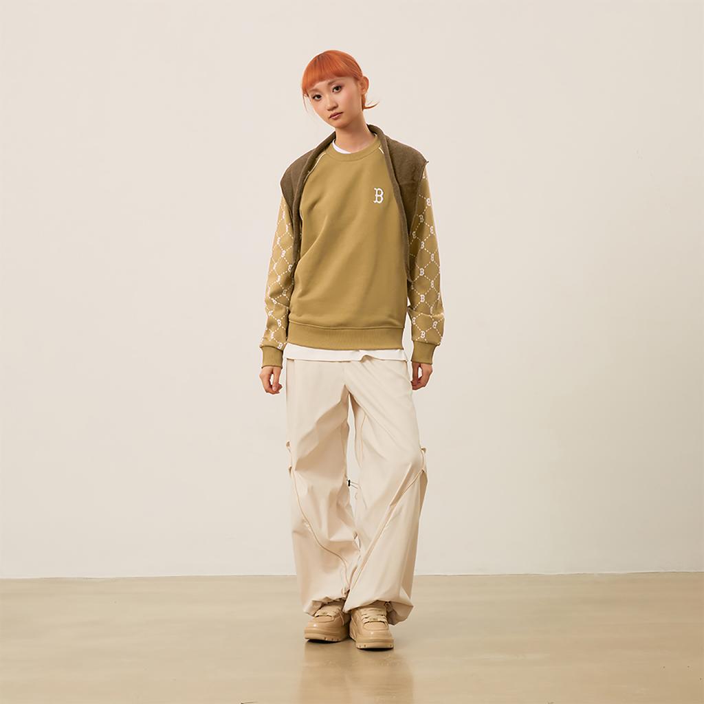 New MLB MONOGRAM Collection Boston Red Sox 24FW Sweatshirt Unisex Camel 3AMTM1244-43CAS