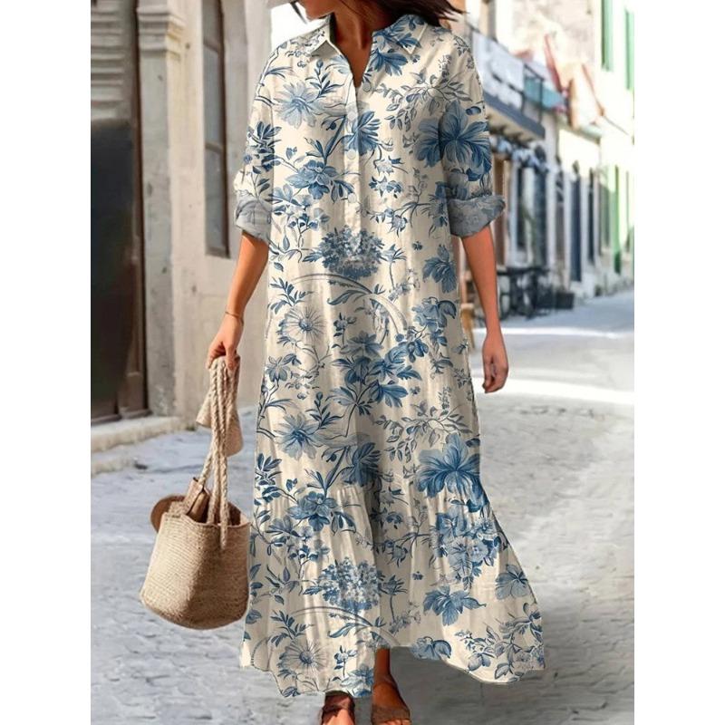IHUASU Fashion Autumn Winter Long Sleeve POLO Neck Casual Dresses