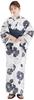 Dita Yukata Set with Heko Obi In Navy and White with a Plum and Floral Classic Japanese Retro Simple and Easy To Dress by Yourself Classic Free