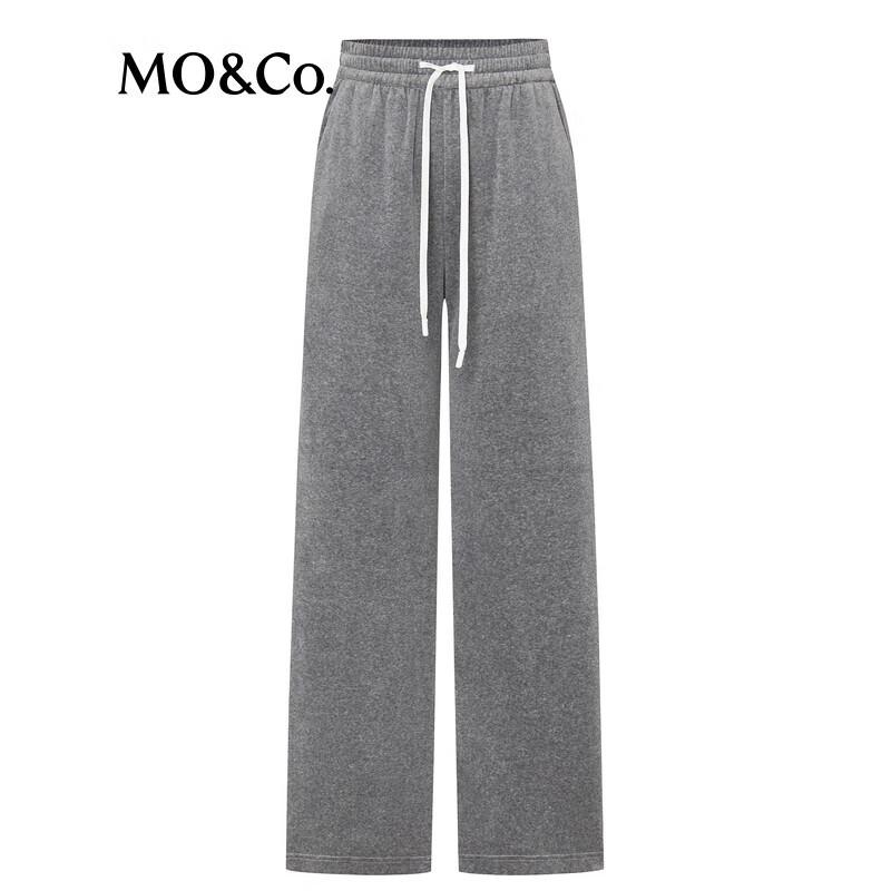 MO&Co. Velour-Feel High-Waist Straight Leg Sweatpants