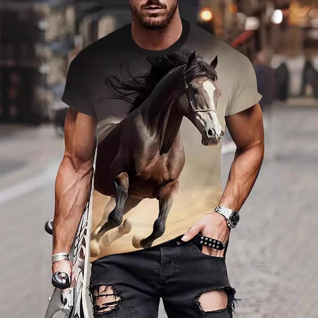 Letní Pánská Trička s 3D Potiskem Medvěda a Psa Pandy Módní Ležérní s O-výstřihem Krátký Rukáv Sportovní Oblečení Cool Streetwear Nadměrné Top