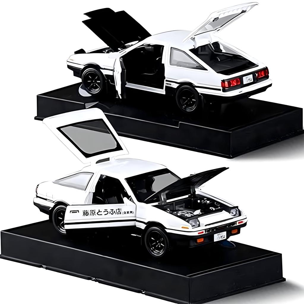 Mzexoma Initial D Toyota Trueno AE86 Alloy Diecast Car Model Sports Car Toy for Kids and Adults, Pull-Back Toy Car (Black Type A)