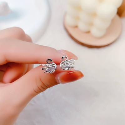 Swan Stud Earrings Women's Light Luxury Niche Design Earrings Diamond Earrings New Models