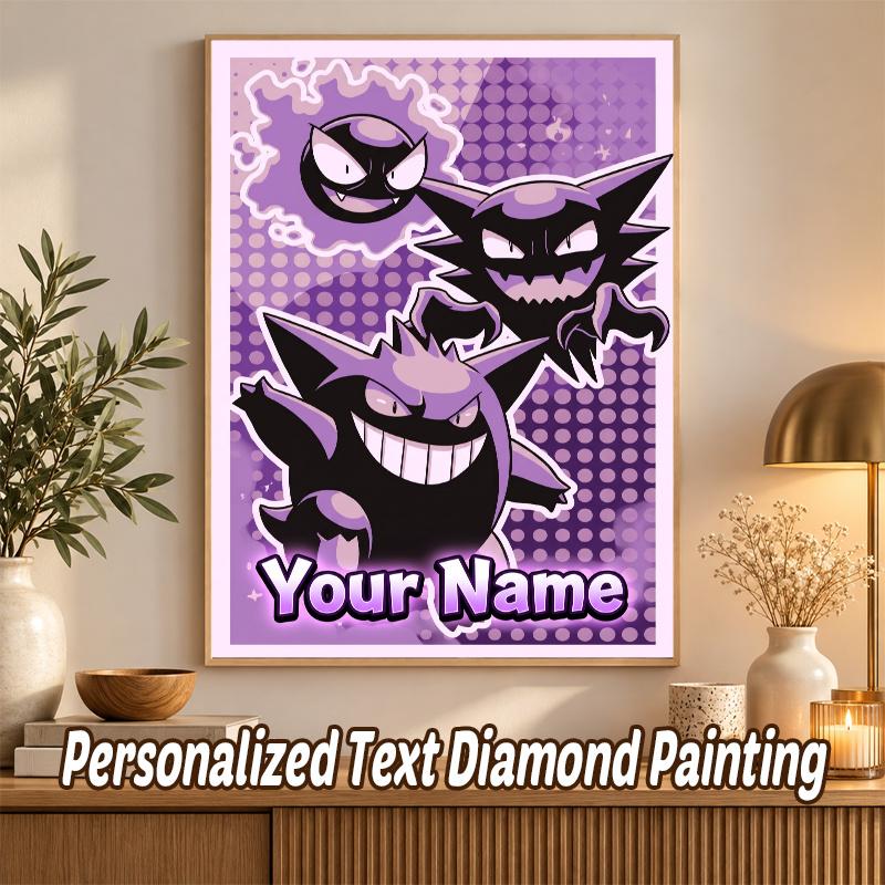 Gengar Haunter Gastly Custom Name Diamond Painting Personalized 5D Full Drill DIY Diamond Art Home Decor