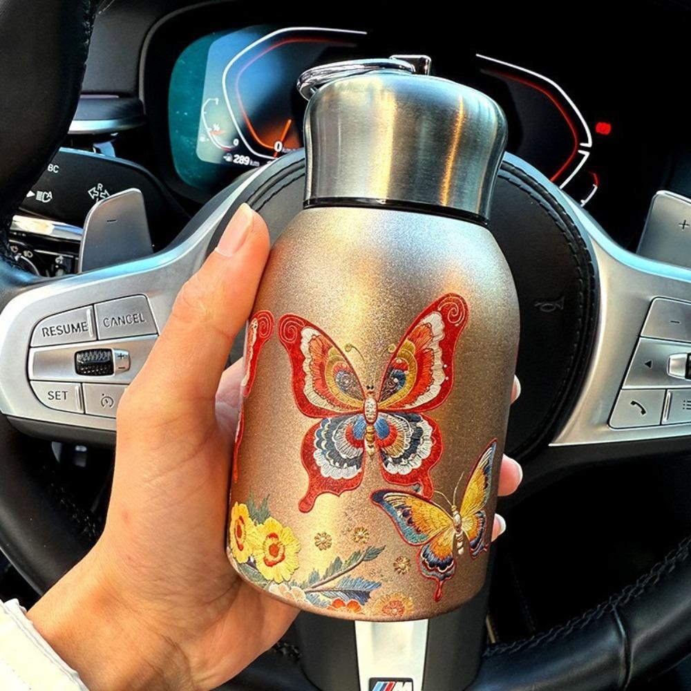 Double Wall Water Bottle 300ml Pocket Cup Cute Coffee Mug  Outdoor Travel Office