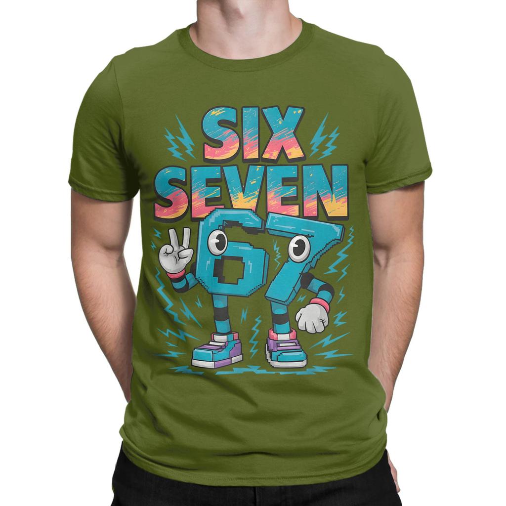 Streetwear T Shirt Beach Meme 67 Six Seven 6 7 Italian Brainrot  T-Shirts  Cotton Tee Shirt for Men Y2K Cheap Short Sleeve Tees
