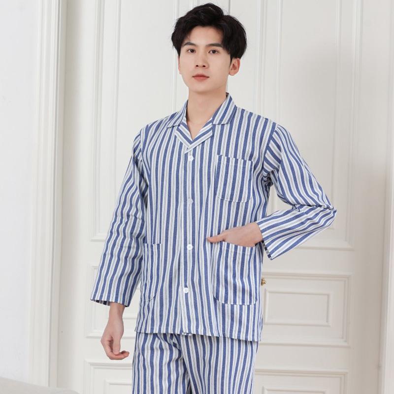 Blouse d'hôpital deux pièces en pur coton avec manches longues et pantalon - Facile à enfiler et à retirer pour les patients