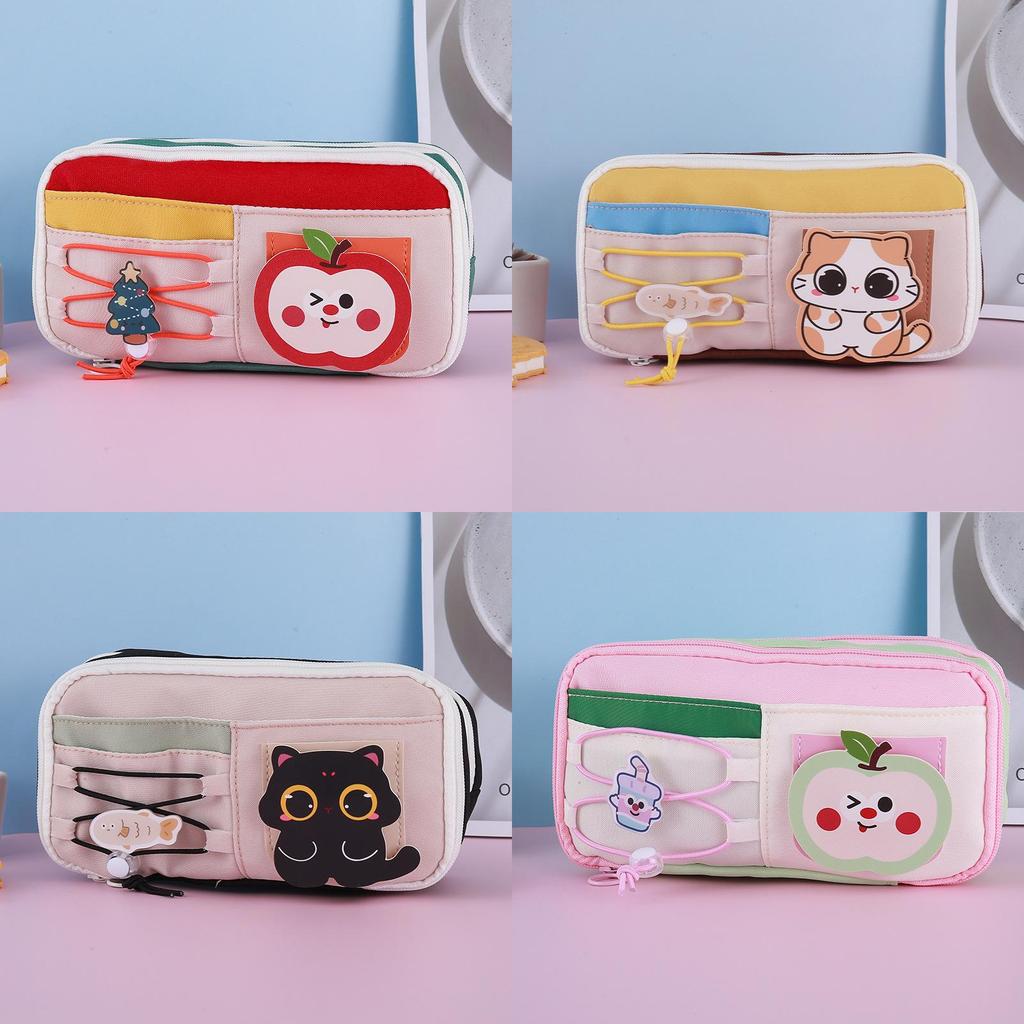 Cute Canvas Pencil Bag With Detachable Organizer For Girls And Boys