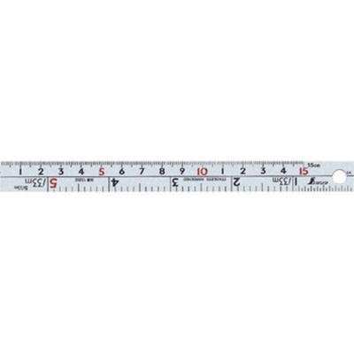 Shinwa Sokutei Straight Dual Left Base 13202 Ruler, Silver, Scale, Point, 15cm,