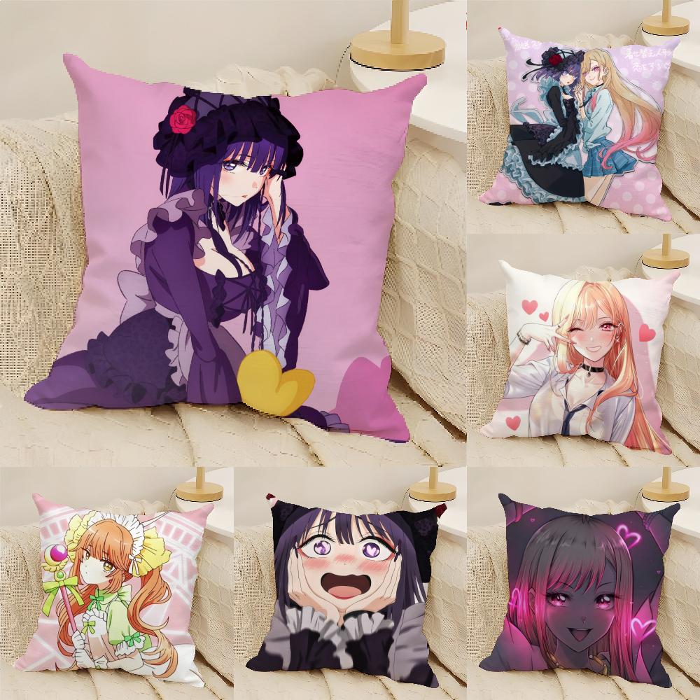 Cartoon Anime My dress up darling Movie Sticky Pillow Case linen pillow case sofa home decor cushion cover cushion cove
