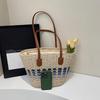Women'S Casual Handmade Straw Tote Bag Summer Beach Lightweight Woven Large Capacity Zipper Shoulder Messenger Bag CLE