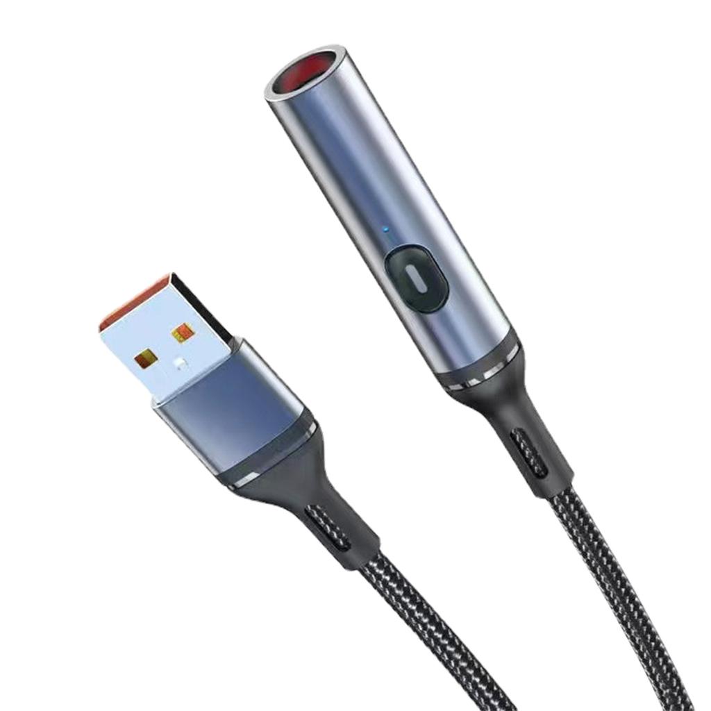 Universal 4 In 1 Multiple USB Cable Nylon Braided Fast Charging Cord Adapter With Cigars Lighter Type-CUSB Port Connectrs