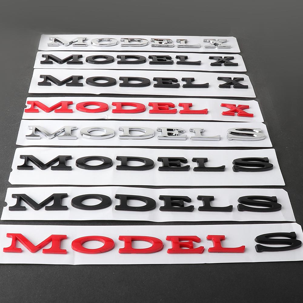 3D ABS Silver Red Black Logo Model Y X S Emblem Letters Nameplate Car Rear Trunk Badge Decal For Tesla Accessories