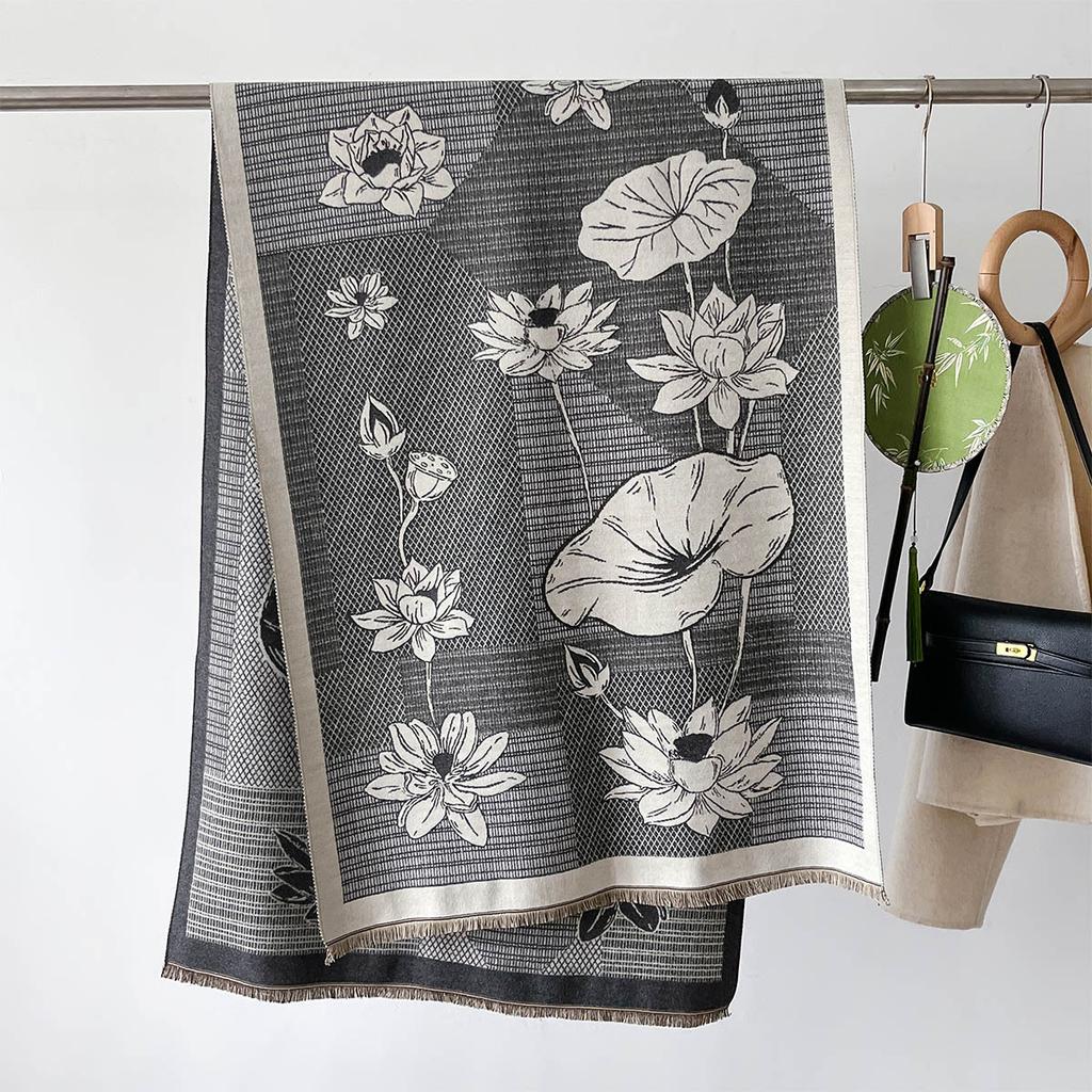 Winterschal für Damen Lang Warme Kaschmir-Imitation Schals Hijab Einfarbig Damen Stola Wickeltuch Weiblich Pashmina Bandana Kopftücher