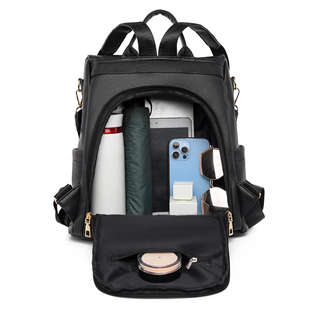 New PU Leather Backpack Large Capacity Student Schoolbag Book Organize Travel Storage Bags Portable Lightweight Student Backpack