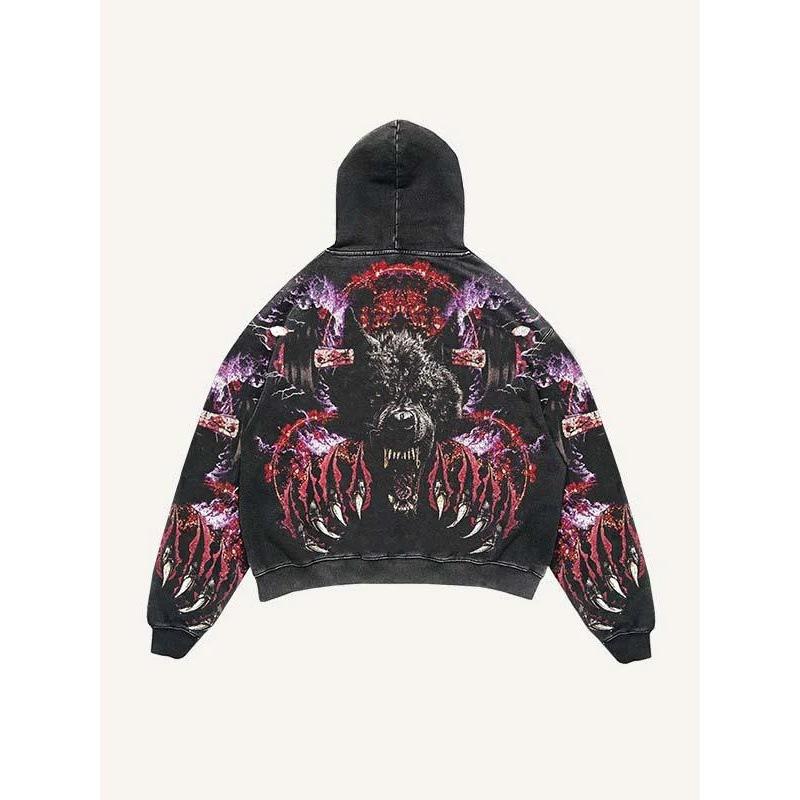 Spring and Autumn American Retro Skull Skull Skeleton Series 3D Digital Printing Trend Hoodie Sweater
