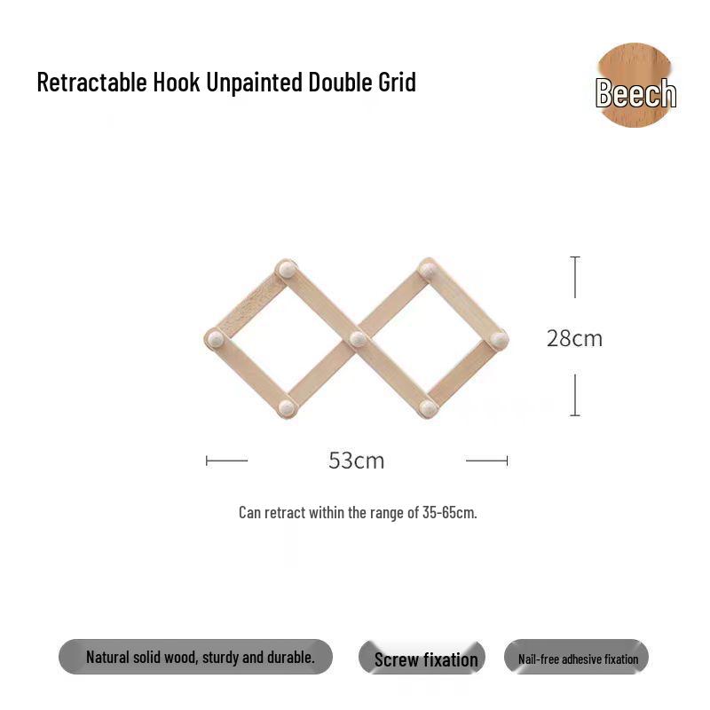 Выдвижная прихожая вешалка для пальто и шляп из бука с полкой