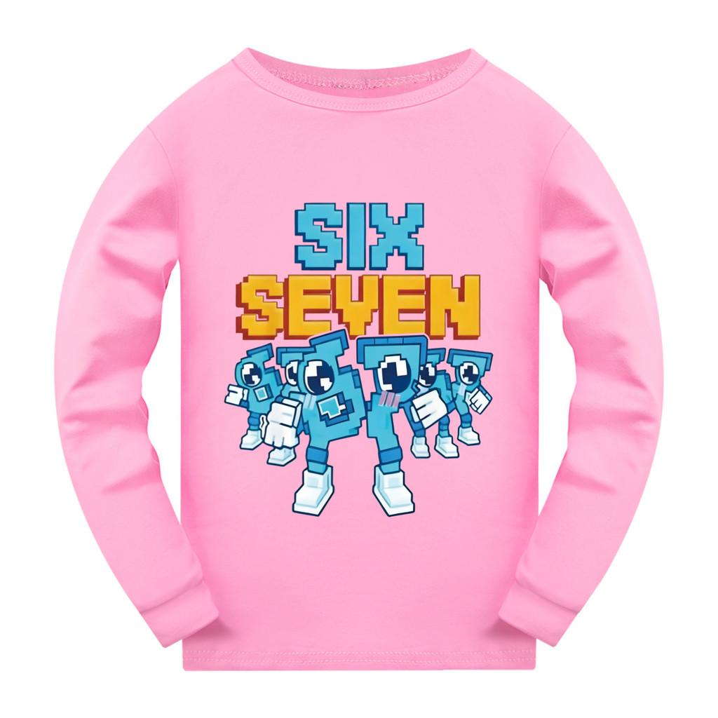 

5195 Kids Boys Girls Steal a Brainrot 67 Six Seven Print Long Sleeves T-Shirt 170cm рожевий