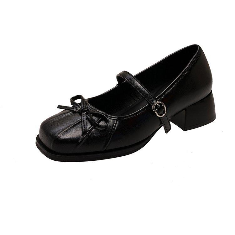 

Soft leather version~ Mary Jane shoes women s 2025 new spring and autumn French thick heel light mouth single shoes high heel small leather shoes 35
