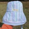 Lightweight Korean Striped Bucket Hat Lace-up Wide Brim Fisherman Hat Wide-edged Sun Hat  Vacation