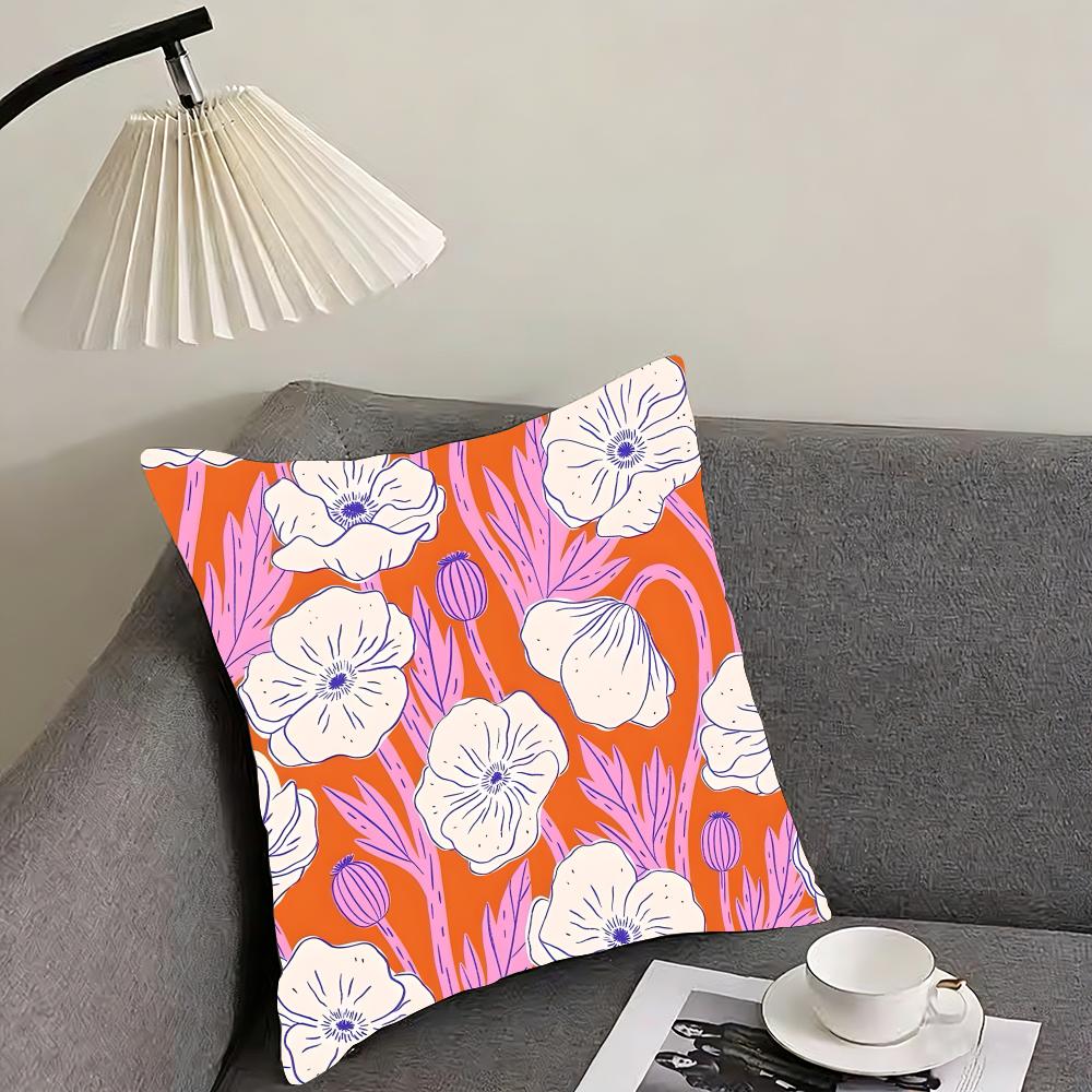 Flower INS Cushion Cover Pillowcase Ultra Soft Skin Friendly Fabric Cloud Like Comfort  Concealed Zipper