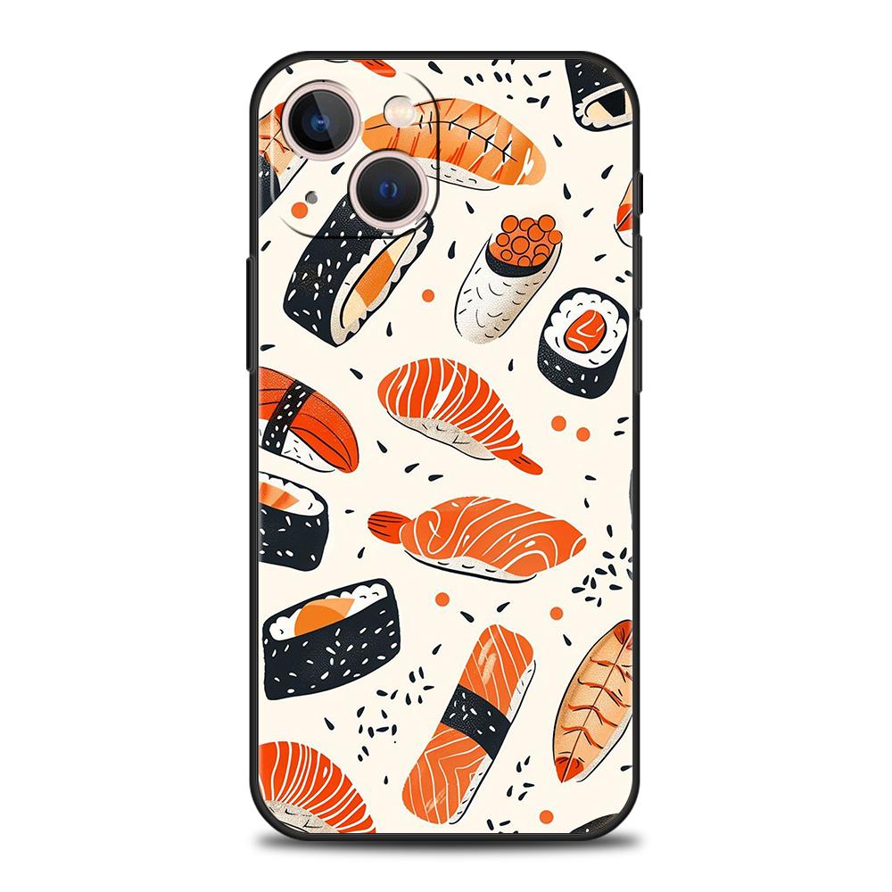 Luxury TPU Soft Phone Case For iPhone 17 Air 16E 16 11 15 14 Pro MAX 12 13 7 8 Plus X XR XS SE 2022 Cover Cute Cartoon Sushi