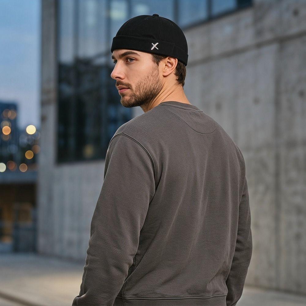 Casquette Dôme Melon Vintage Métal Logo X Casquettes Melon Décontractées Chapeau sans Bord pour Loisirs Streetwear