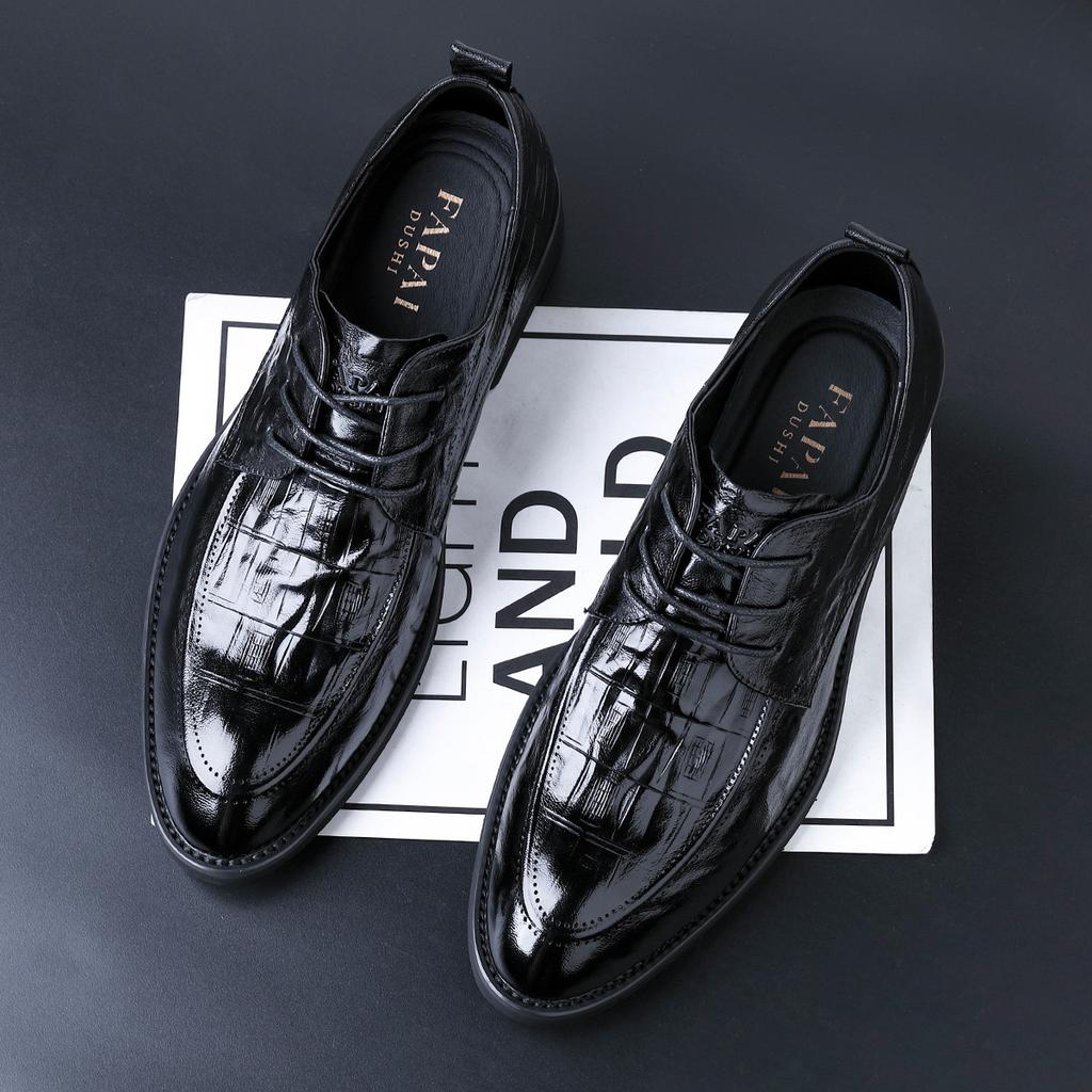 2025 Wenzhou Leather Shoes British Style Derby Shoes Dress Commuter Black Wedding Men's High-end Business Shoes Real Sheepskin