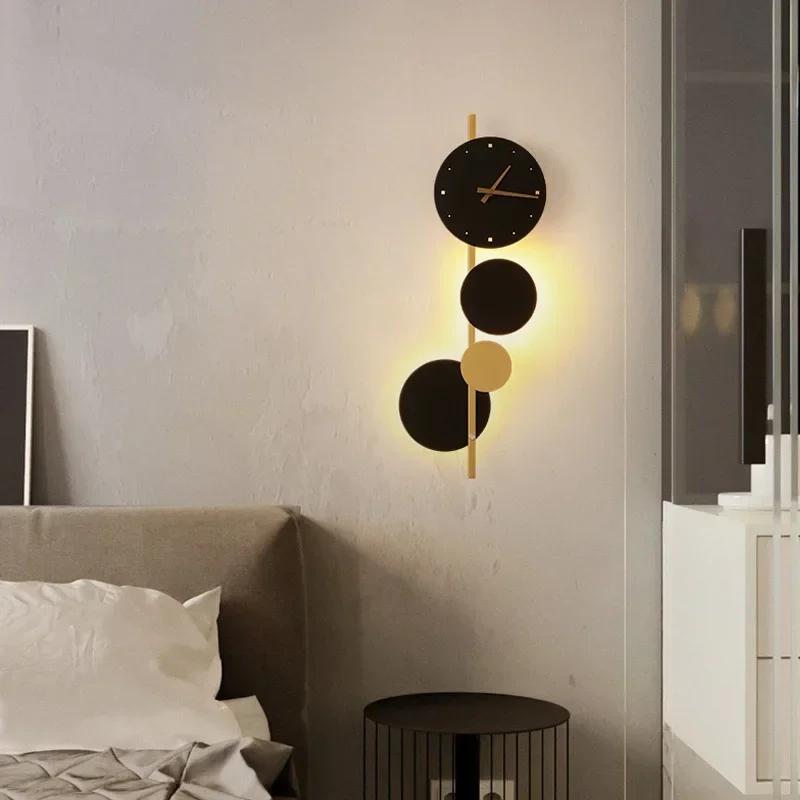 Nordic High-end Iron & Acrylic Clock Light - LED Wall Lamp for Home, Bar, Bedroom & Dining Room, Stylish Decorative Lighting