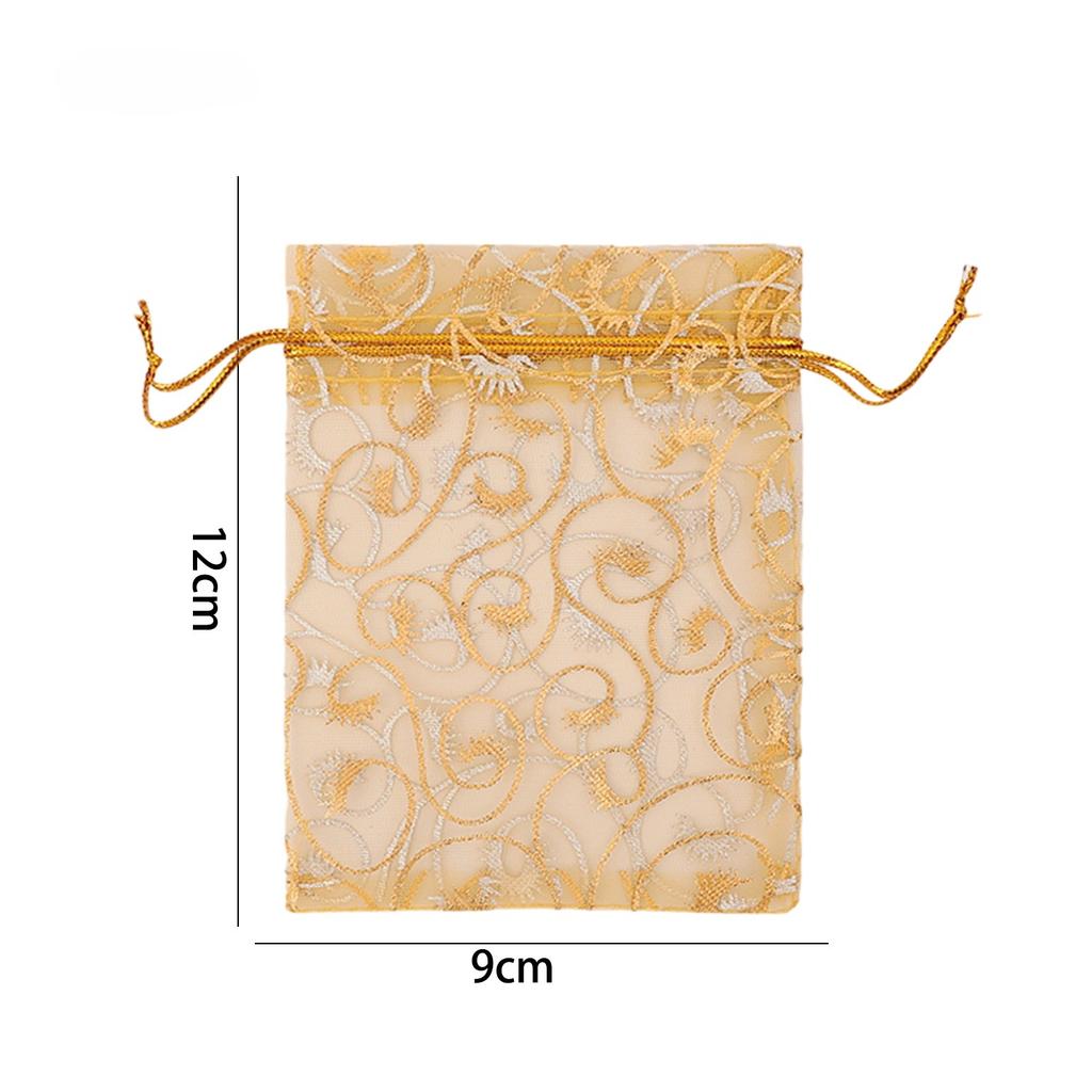 Goldene Organza-Geschenktüten mit Kordelzug Schmuckaufbewahrung Netzbeutel Süßigkeitenverpackungsbeutel Hochzeitsgeschenk Weihnachtsfeier Süßigkeitenbeutel