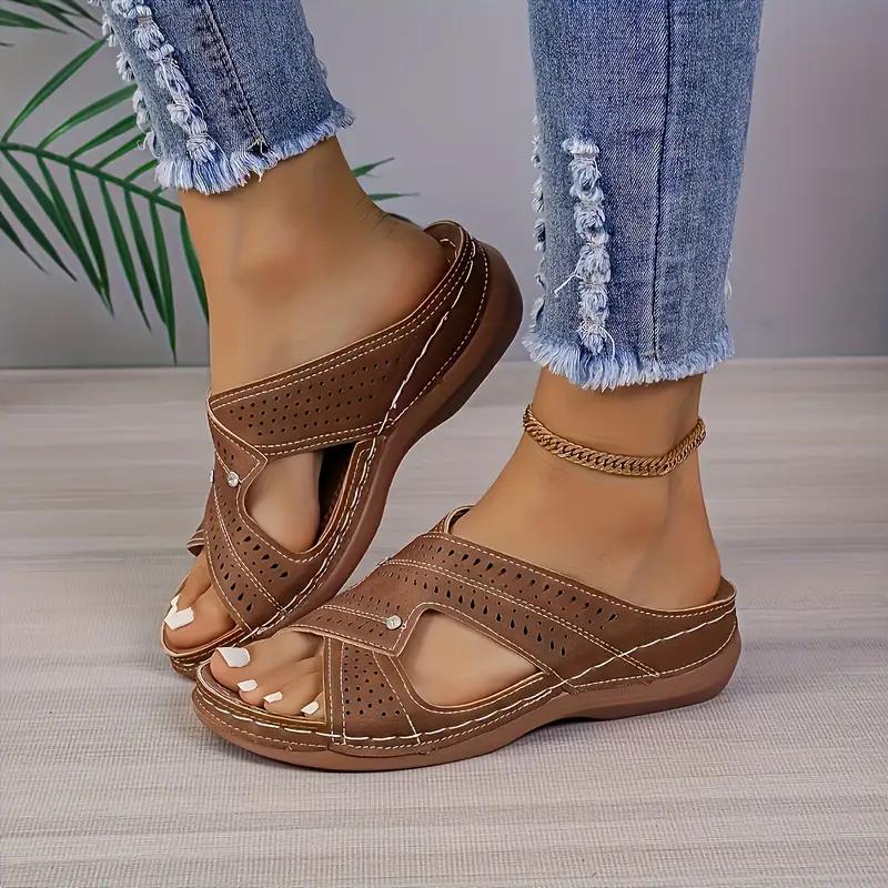 

Летняя женская обувь Сандалии Нескользящие женские туфли Шлепанцы Обувь для женщин Обувь на танкетке Женские тапочки больших размеров Женские тапочки Женская обувь 43 кофейный