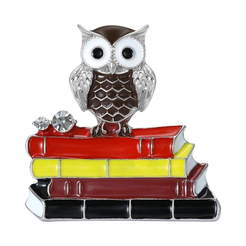 Artistic Enamel Owl Brooch Symbol Of Wisdoms Unique Fashion Accessory Unique Book Pin For Any Occasion кофейный
