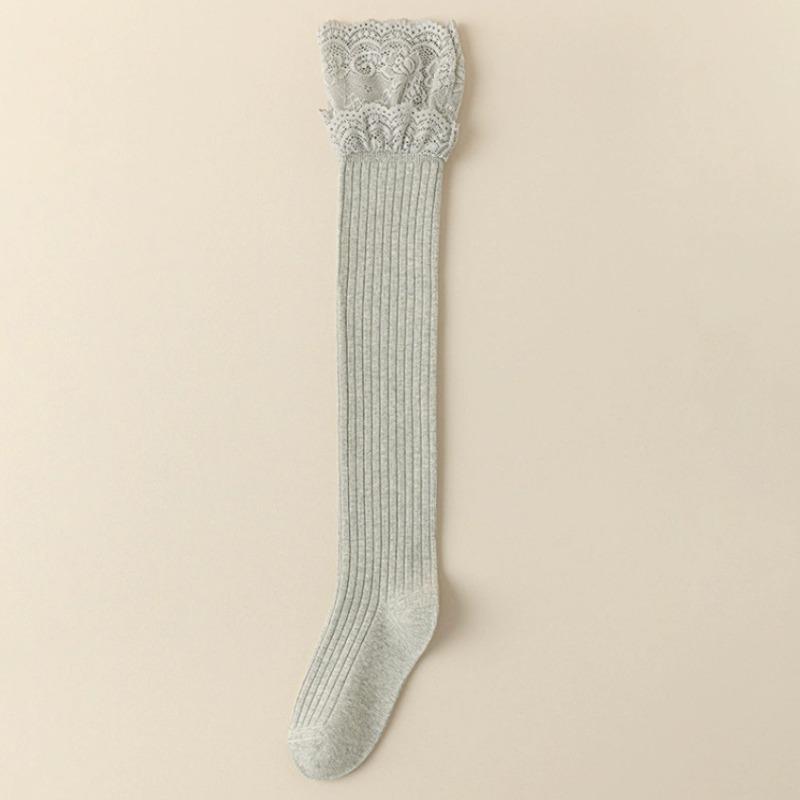 Long Thigh-high Socks for Spring and Autumn, Women's Lolita Black and White Lace Calf Socks, Lace Long Socks