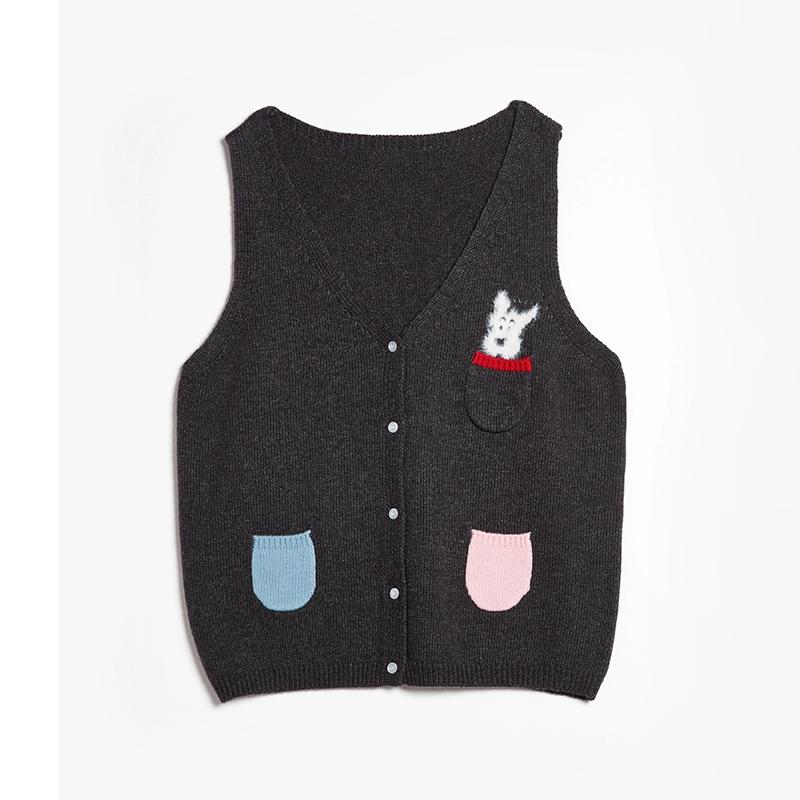 

DIMANAF 2025 Осень Женские Вязаные Свитера Без Рукавов Жилет Карманы Повседневный Стиль Свитер One Size