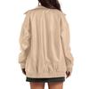 Women's Fashion Leather Jacket, Long-Sleeved, Lapel, Zipper, Side Pockets, Casual Windbreaker Coat