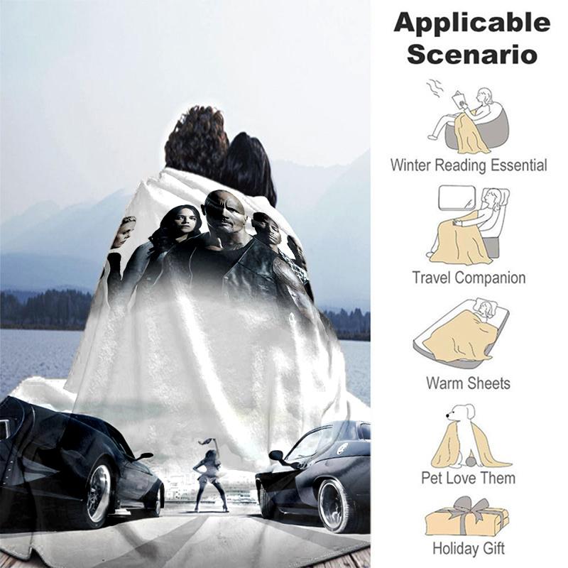 1pc Blanket Fast and Furious Print Design, Lightweight Blanket for Sofa, Bed- Soft &Warm, Gift for All Seasons like Christmas, Halloween