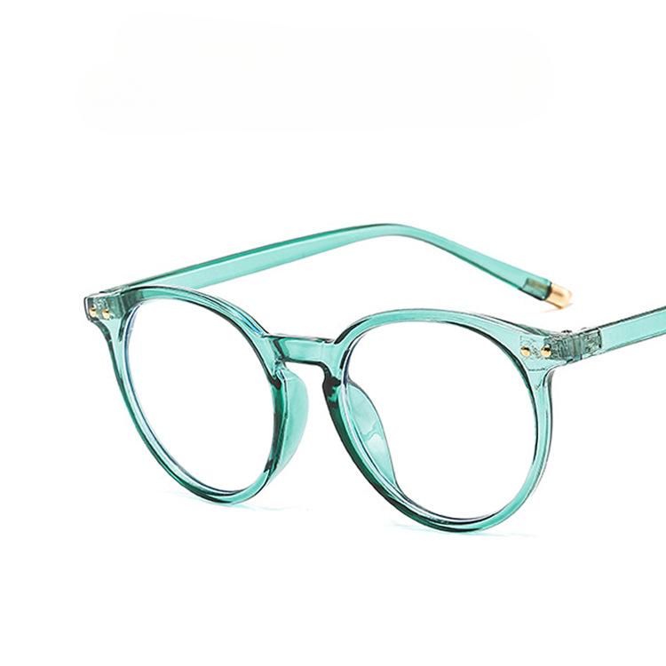 Retro Round Flat Lens Men's and Women's Anti Blue Light Glasses Frame, Transparent Lens Glasses Frame