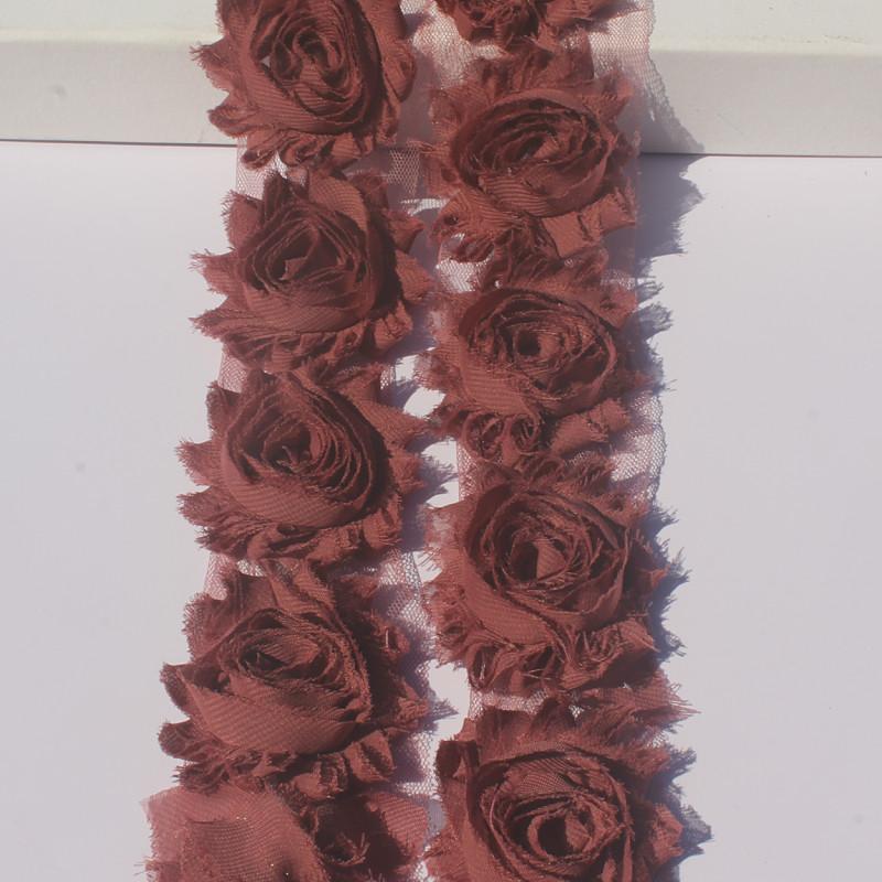 1 år 2,5 tum Shabby Chiffonblommor för Babyflickors Hårband Chiffon Fransiga Blommor för Att Göra Barn Romper Klänningstillbehör