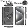 360°Rotating Metal Bracket Ring Car Magnetic Phone Case For iPhone 16 Pro Max 14 11 12 13 15 Pro Max Soft TPU+Hard PC Back Cover