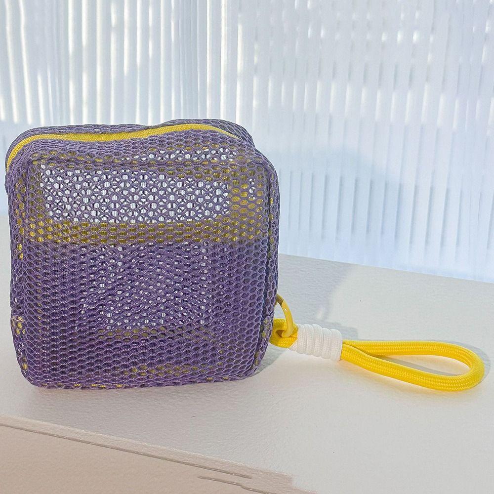 Lightweight Portable Makeup Pouch Washable Square Toiletry  Bag Durable Mesh Zipper Bags  Home