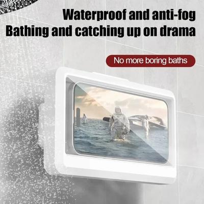 Bathroom Waterproof Phone Case Home Wall Holder Stand Box Self-adhesive Touch Screen Mobile Phone Cover Shower Sealing Storage