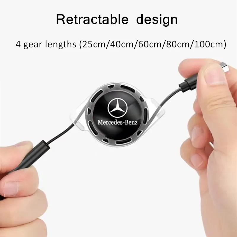 GOX3 Car 3 in 1 USB Cable Type C Micro USB Fast Charging Cable for Mercedes Benz New B/C/E Class A Class C200L GLC GLK New CLA GLA