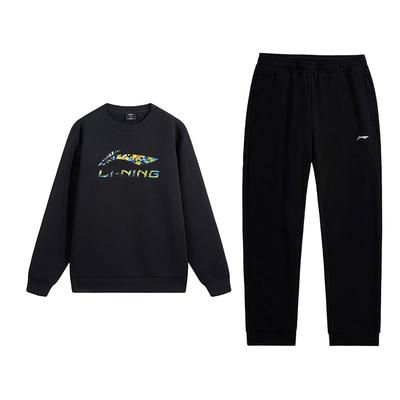 Letter Logo Printed Round Neck Pullover Sweatshirt And Comfortable Long Pants Set Men Sweatshirt Set AWDVH35-1+AKLUE31-1