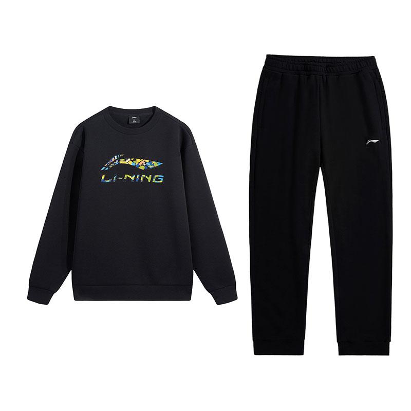 

Li-Ning Мужской комплект: свитшот с круглым вырезом и принтом логотипа на груди и удобные длинные брюки. Свитшотный набор AWDVH35-1+AKLUE31-1 L