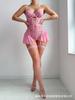 European and American Sex Underwear Sexy Hollow Onesie Open Crotch Free Large Size Lace Suspender Skirt