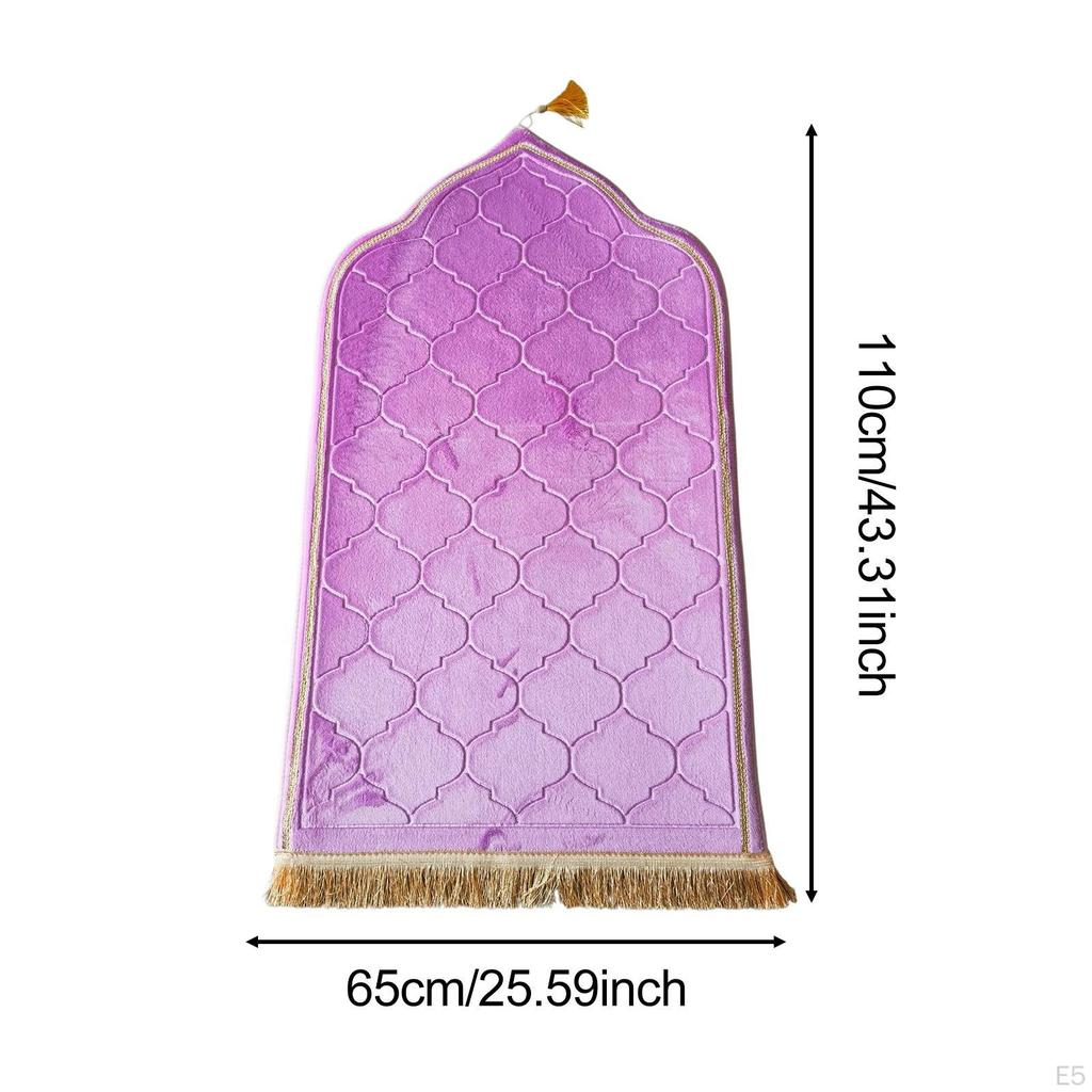 Muslim Prayer Rug Embossing Padded Portable with Tassel Floormat Mat for Festive Holiday